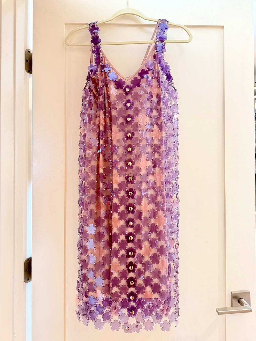 Paco Rabanne Editorial Lilac Floral Paillette Dress